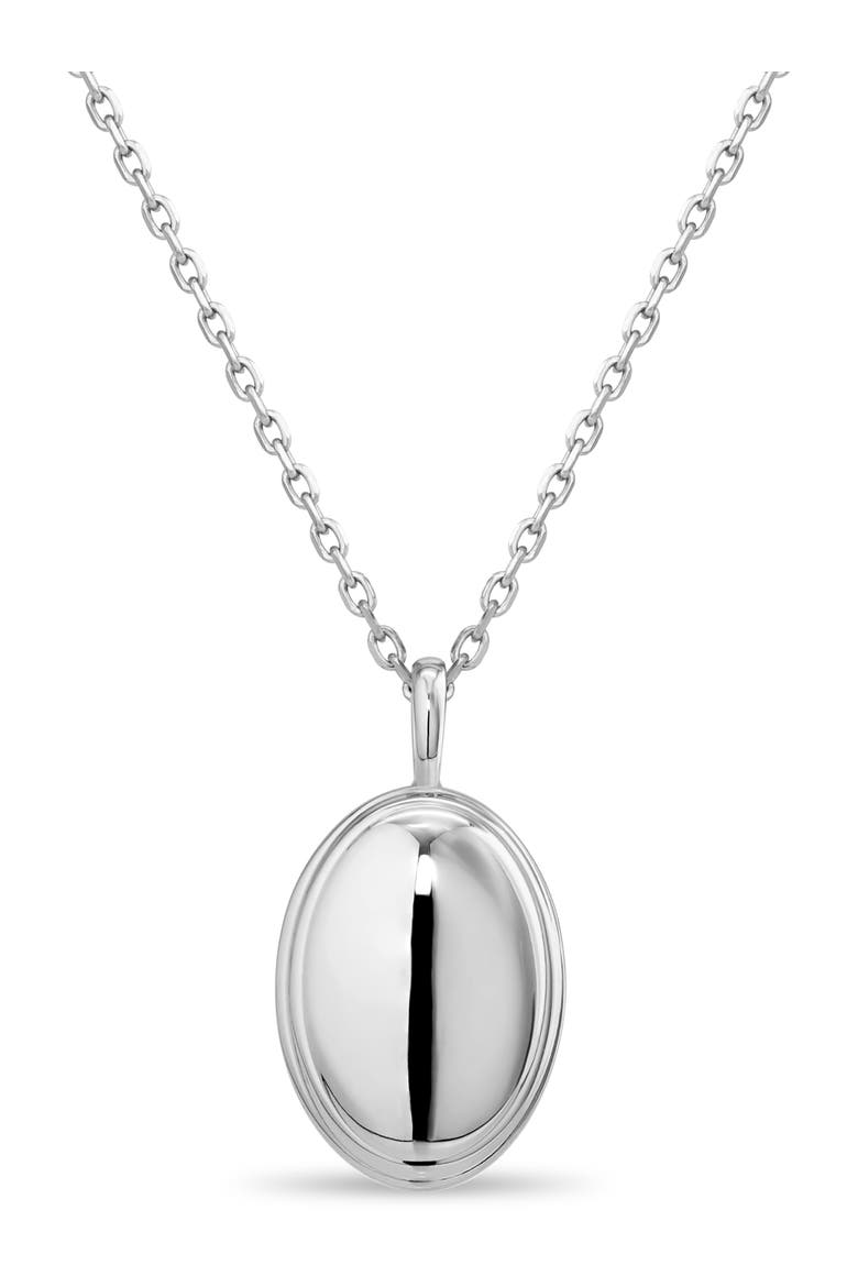 Contour-lined Dome Pendant Necklace in Rhodium Plated Sterling Silver, Main, color, Silver