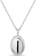 DEVATA Contour-lined Dome Pendant Necklace in Rhodium Plated Sterling Silver