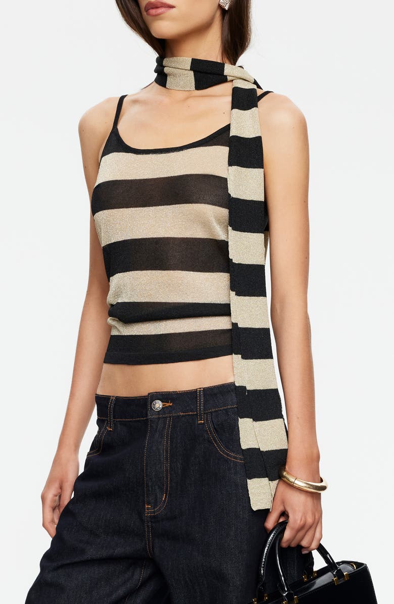 LIONESS Dolce Stripe Camisole & Scarf, Alternate, color, Sand Stripe