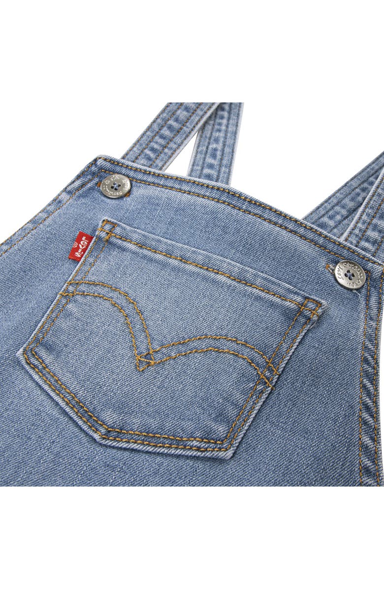 Levi's<sup>®</sup> Kids' Rolled Cuff Denim Overalls & Floral T-Shirt Set, Alternate, color,
