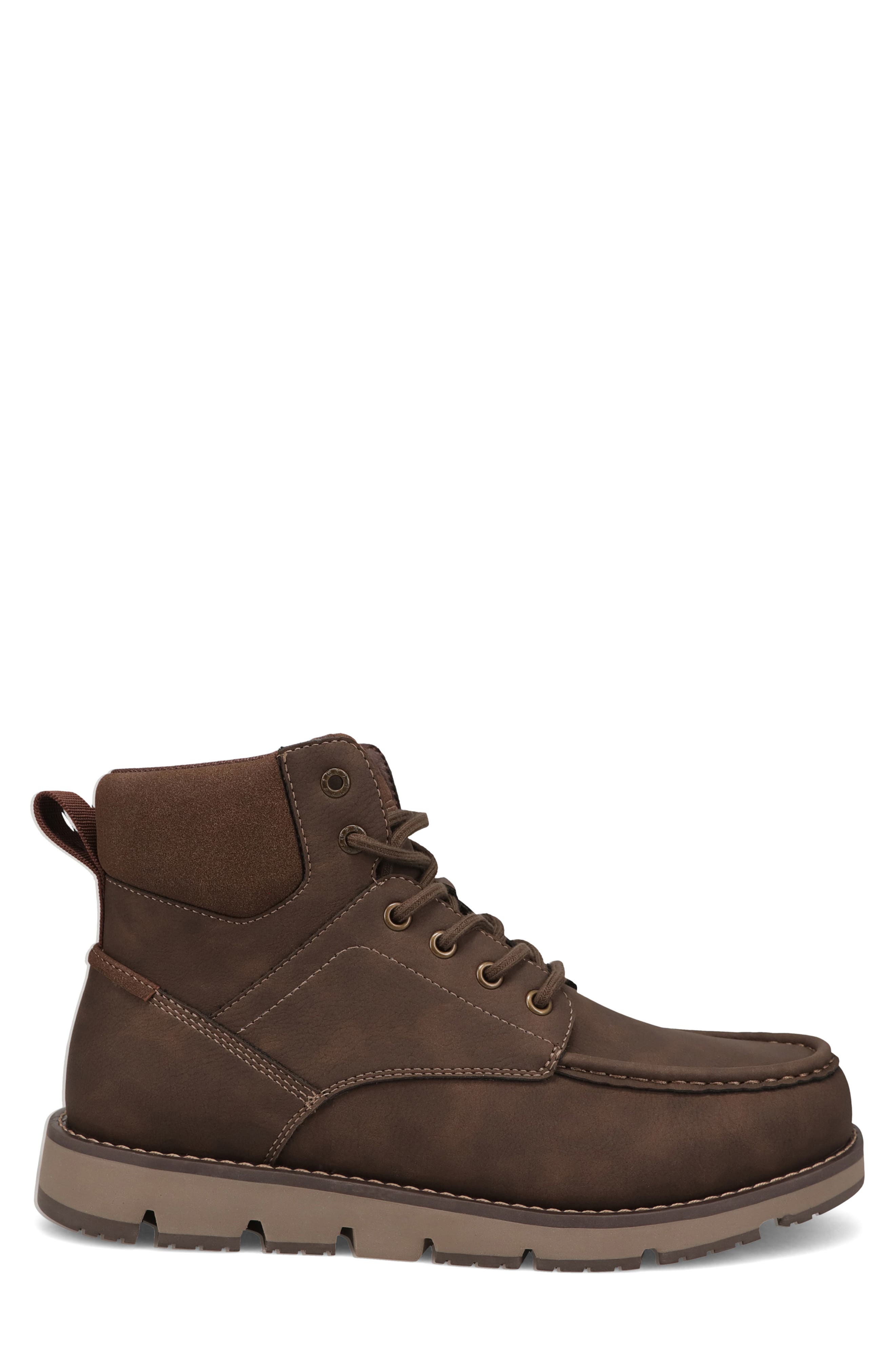 Derrick Faux Leather Boot, Alternate, color, DARK BROWN/ BROWN
