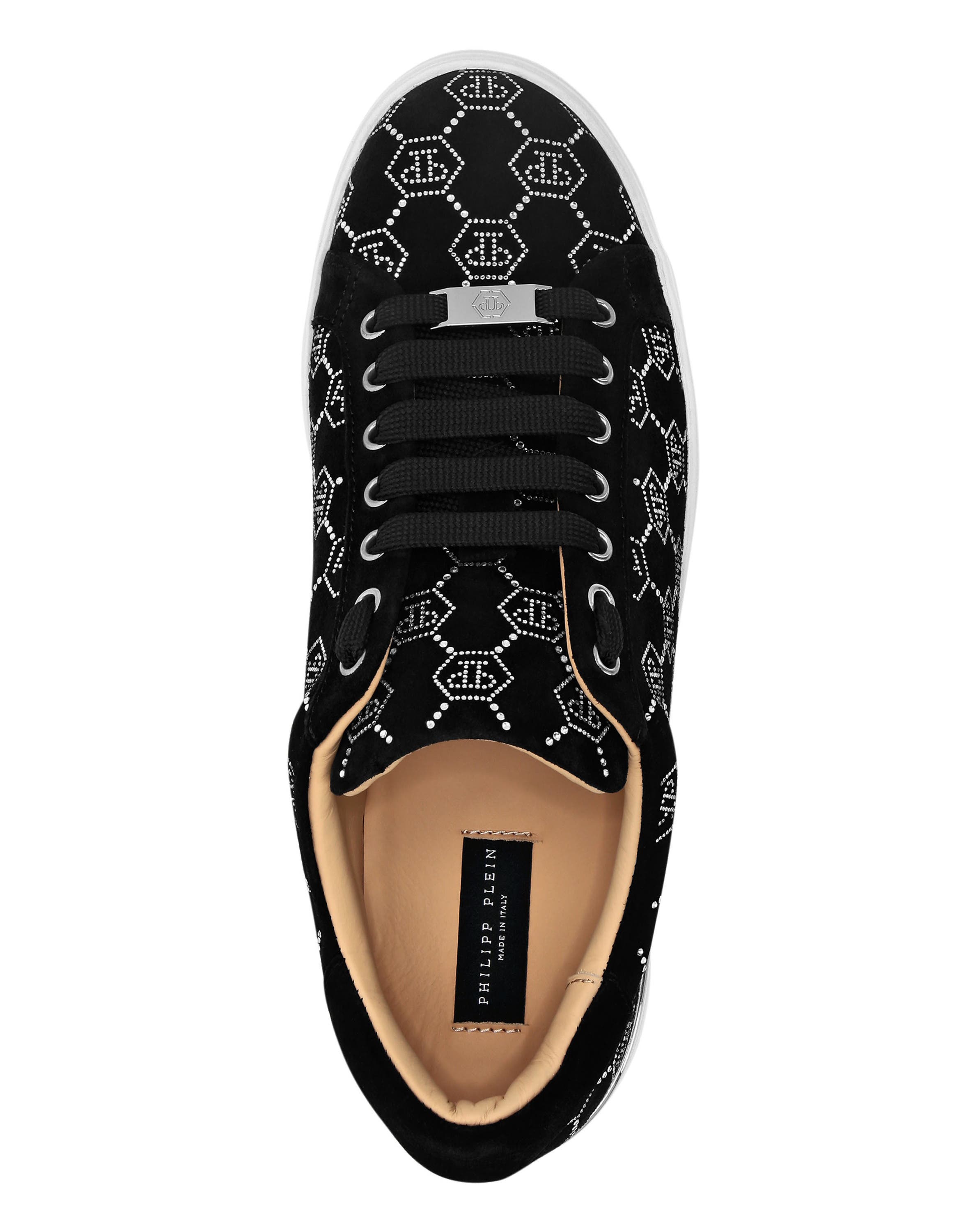 Nappa Leather Lo-Top Sneakers Strass Monogram Men, Alternate, color, black