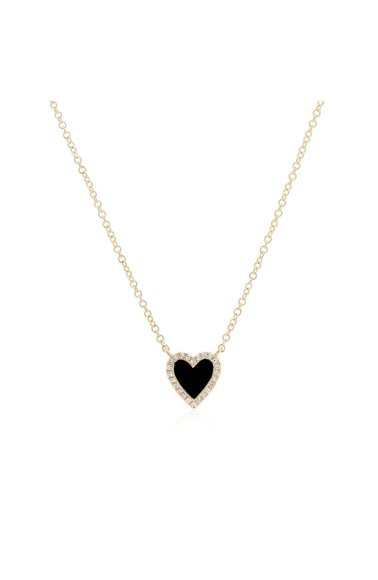 The Lovery Fine Jewelry Mini Onyx Diamond Halo Heart Necklace, Main, color, 
