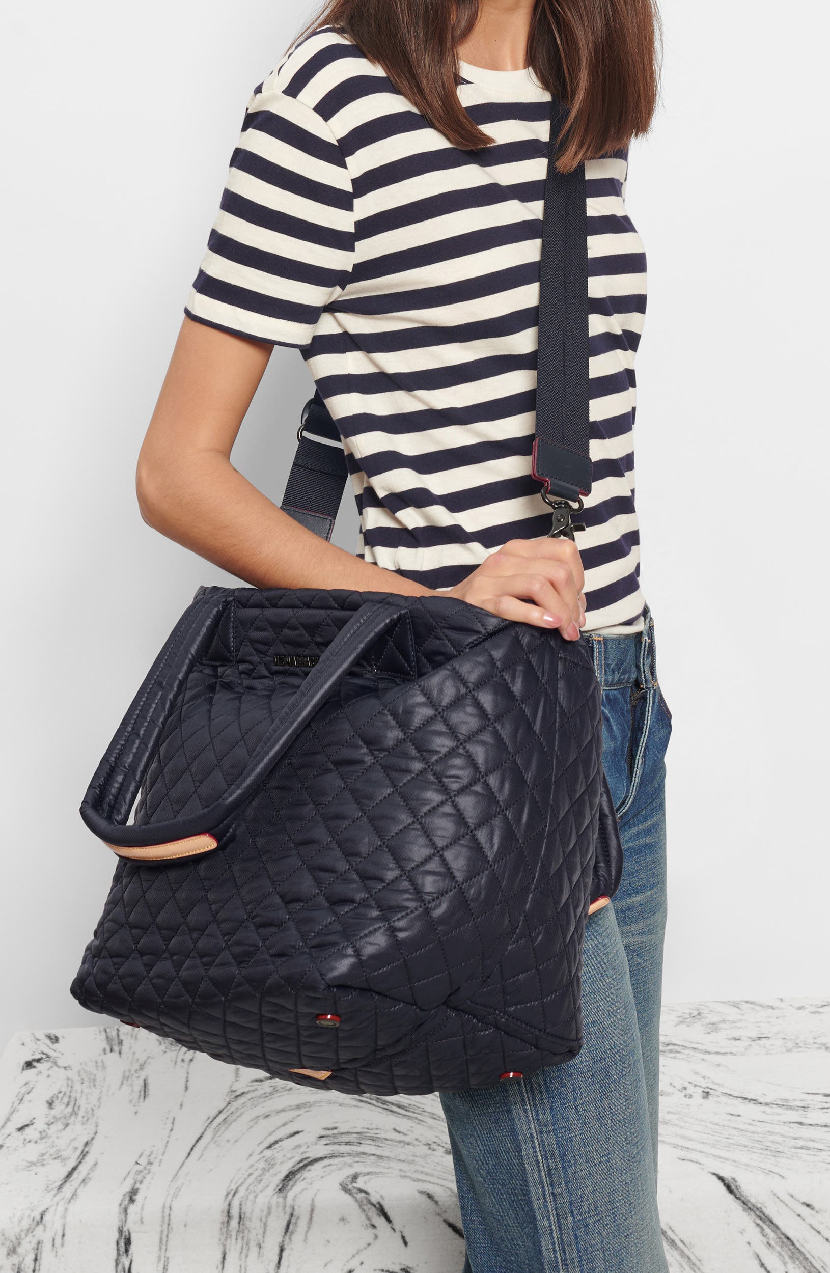 MZ Wallace Medium Metro Deluxe Diamond Quilted Nylon Tote, Alternate, color, Black