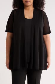 Anne Klein Semisheer Short Sleeve Cardigan