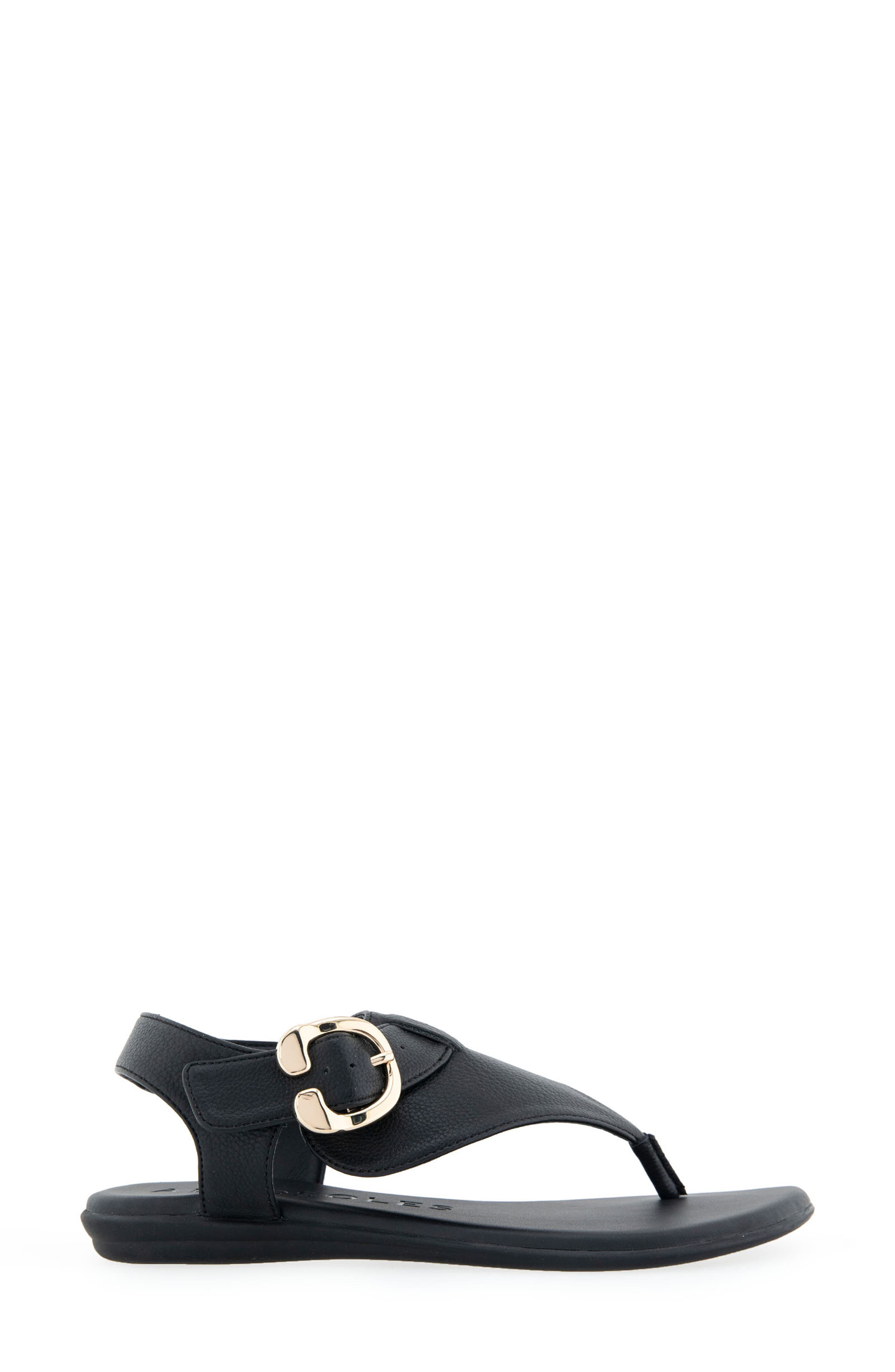 Isa Buckle Sandal, Alternate, color, BLACK GRAINY PU