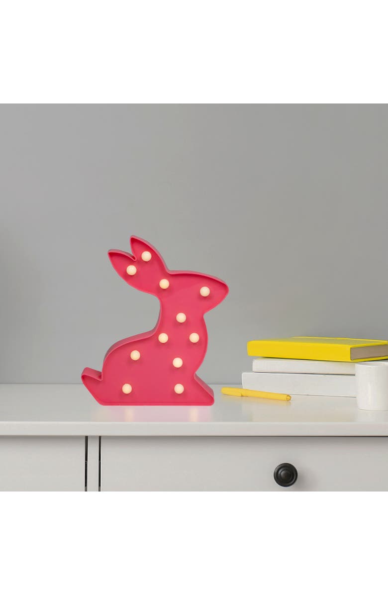 Northlight 9.5" LED Lighted Pink Easter Bunny Marquee Wall Sign, Alternate, color, Pink