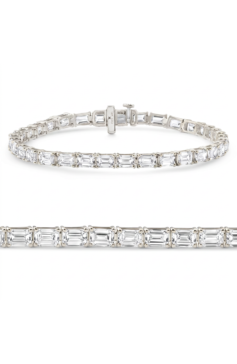 Bliss Diamond Certified 12.25Ct Emerald Cut Diamond Tennis Bracelet Gold Lab Grown, Main, color, 14K White Gold