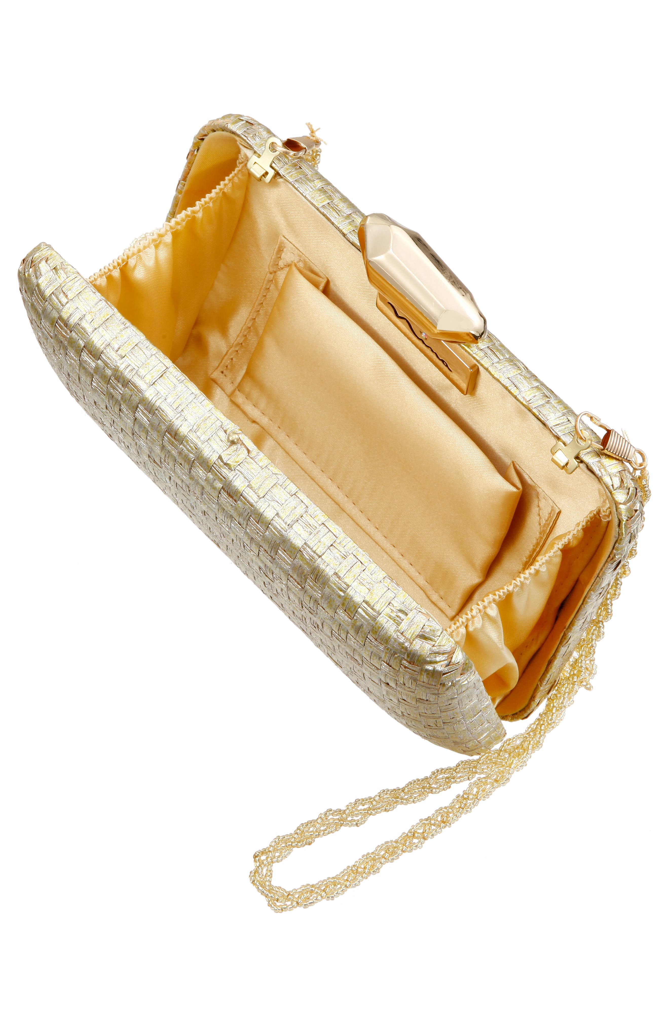 Nina Metallic Woven Minaudière, Alternate, color, 