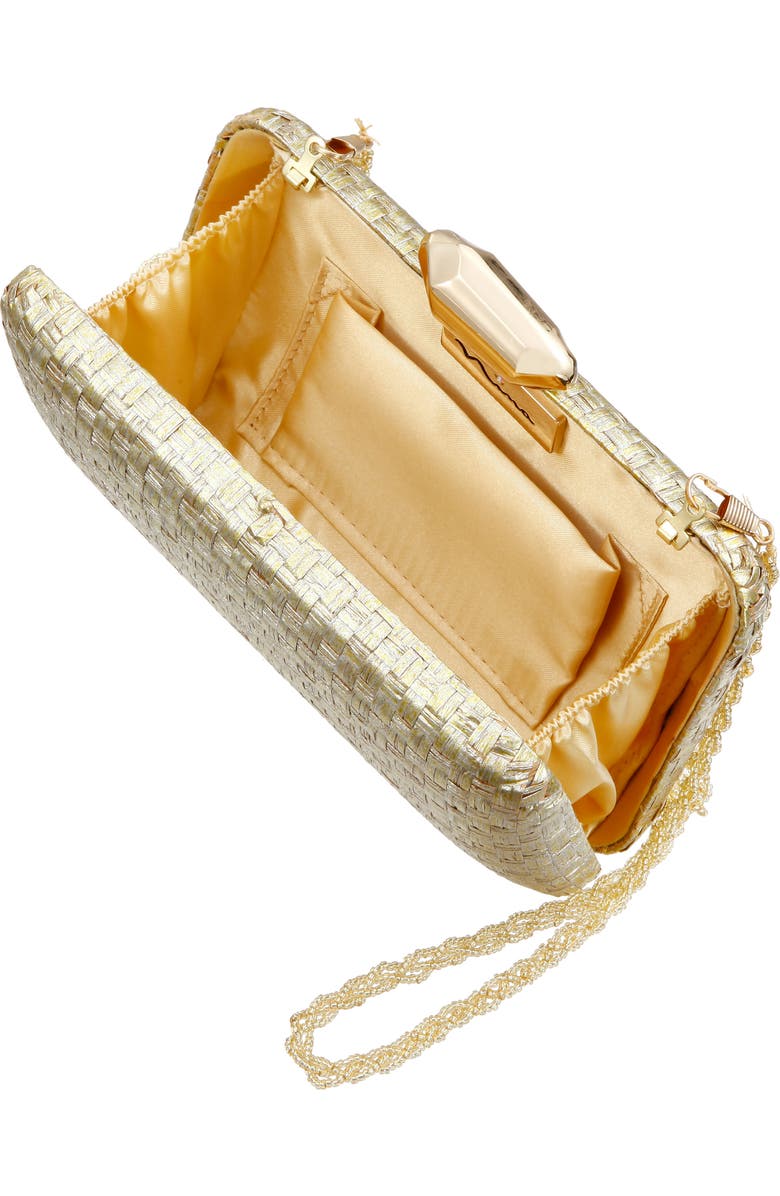Nina Metallic Woven Minaudière, Alternate, color,