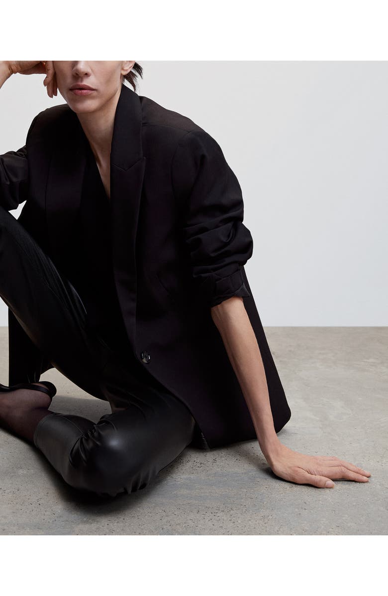 MANGO Faux Leather High Waist Crop Leggings, Alternate, color,