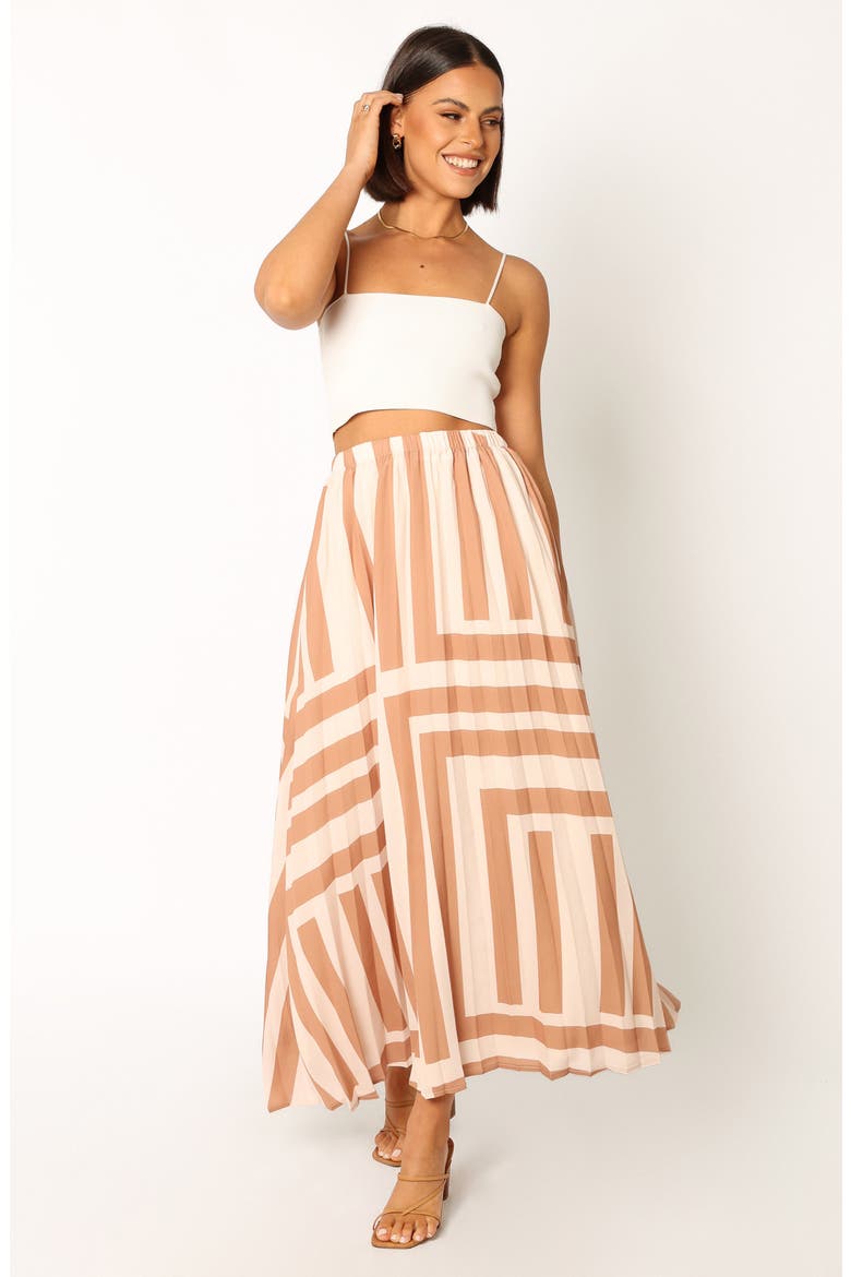 Elke Pleated Maxi Skirt, Alternate, color, TAN
