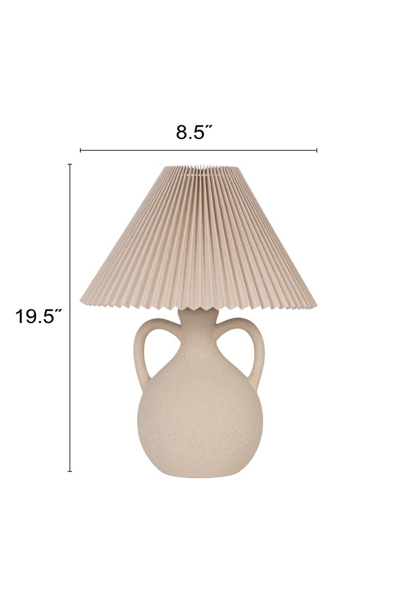 Cream Stoneware Table Lamp with Linen Shade, Alternate, color, Cream