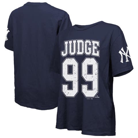 Women's Majestic Threads Aaron Judge Navy New York Yankees Oversized Name & Number T-Shirt