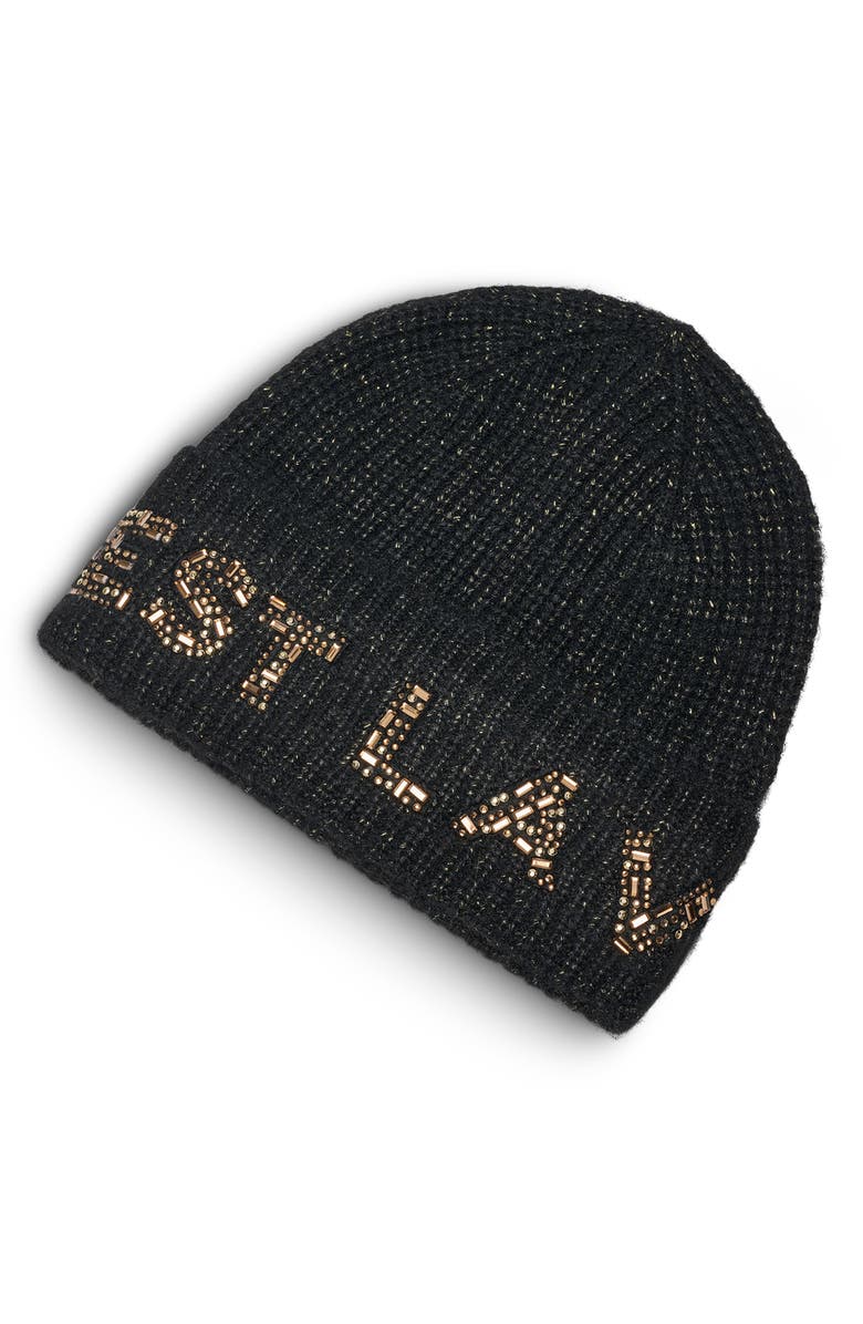 KARL LAGERFELD PARIS C'est La Vie Beanie, Alternate, color, Black