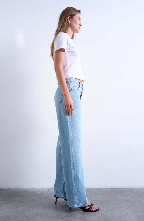 Topshop Low Rise Straight Leg Jeans In Blue