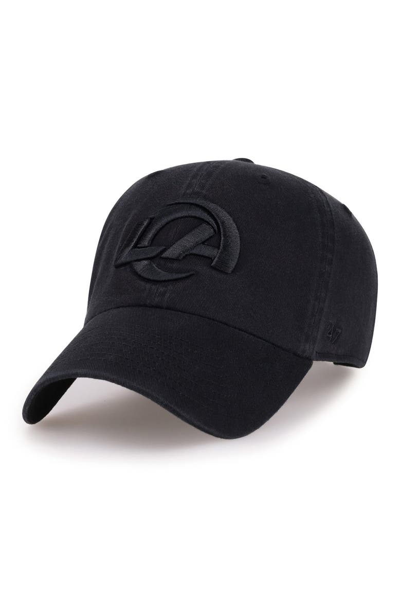 Men's '47  Black Los Angeles Rams Tonal Clean Up Adjustable Hat, Main, color, Black