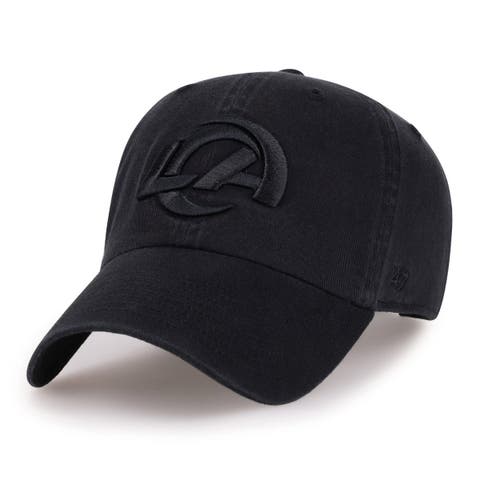 Men's '47  Black Los Angeles Rams Tonal Clean Up Adjustable Hat