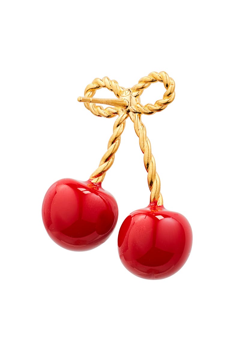 Chez Valentino Cherryfic Drop Earrings, Alternate, color, ANTIQUE BRASS/ ROSSO