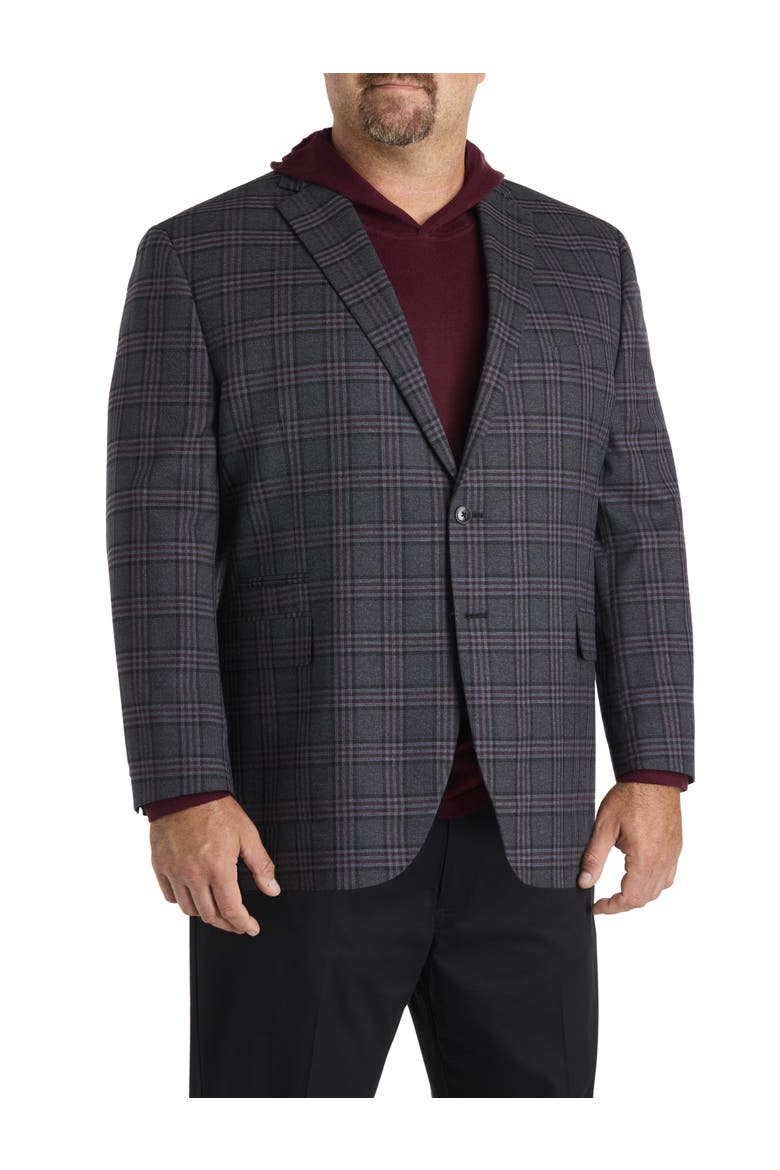 Big & Tall Glen Plaid Sport Coat, Main, color, CHARCOAL