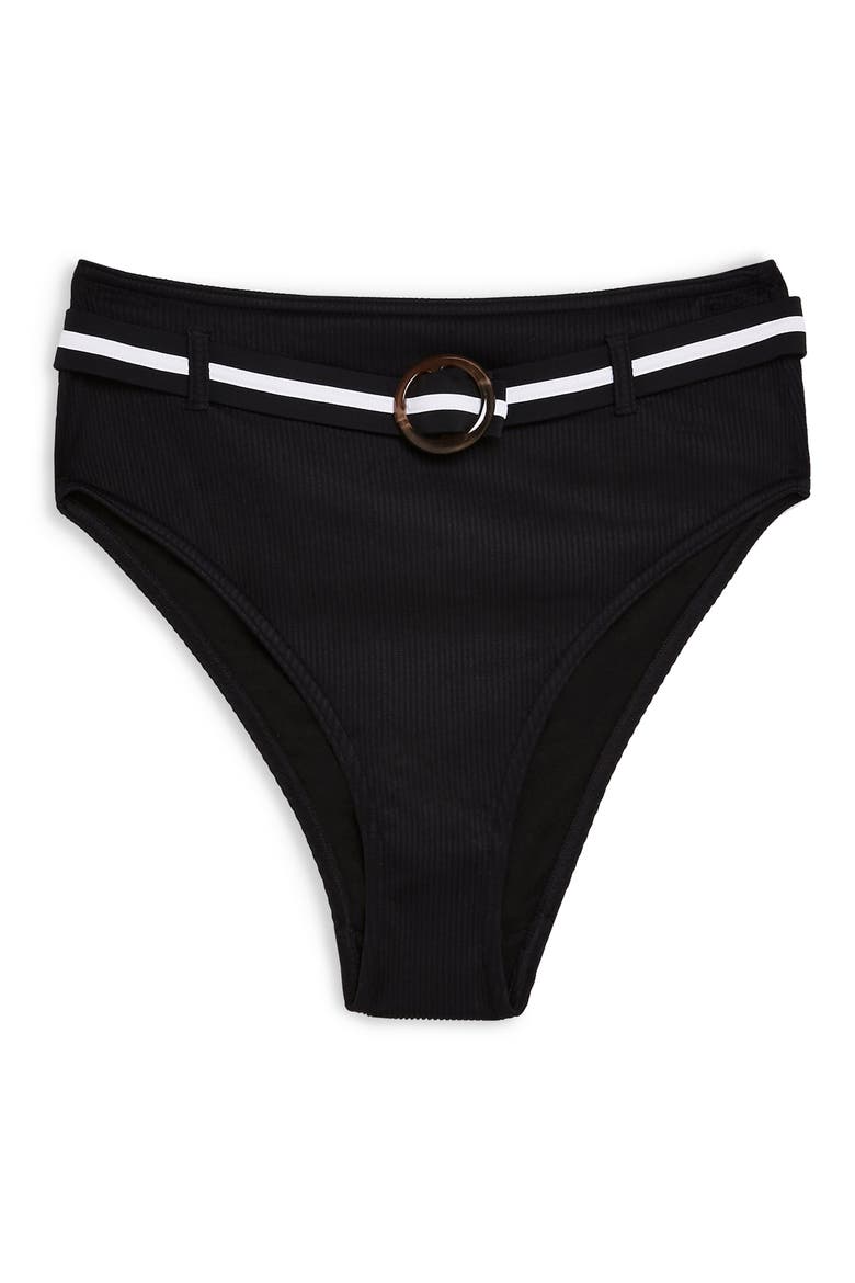 Belted Bikini Bottoms, Alternate, color, BLACK MULTI