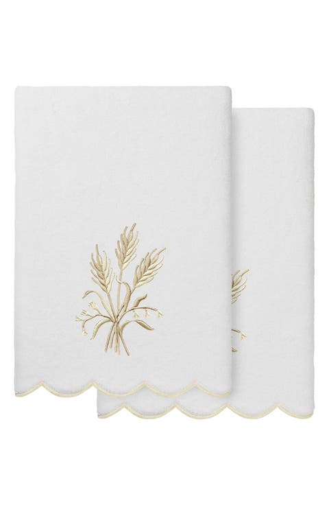 Whitney Scallop Set of 2 Embroidered Bath Towels