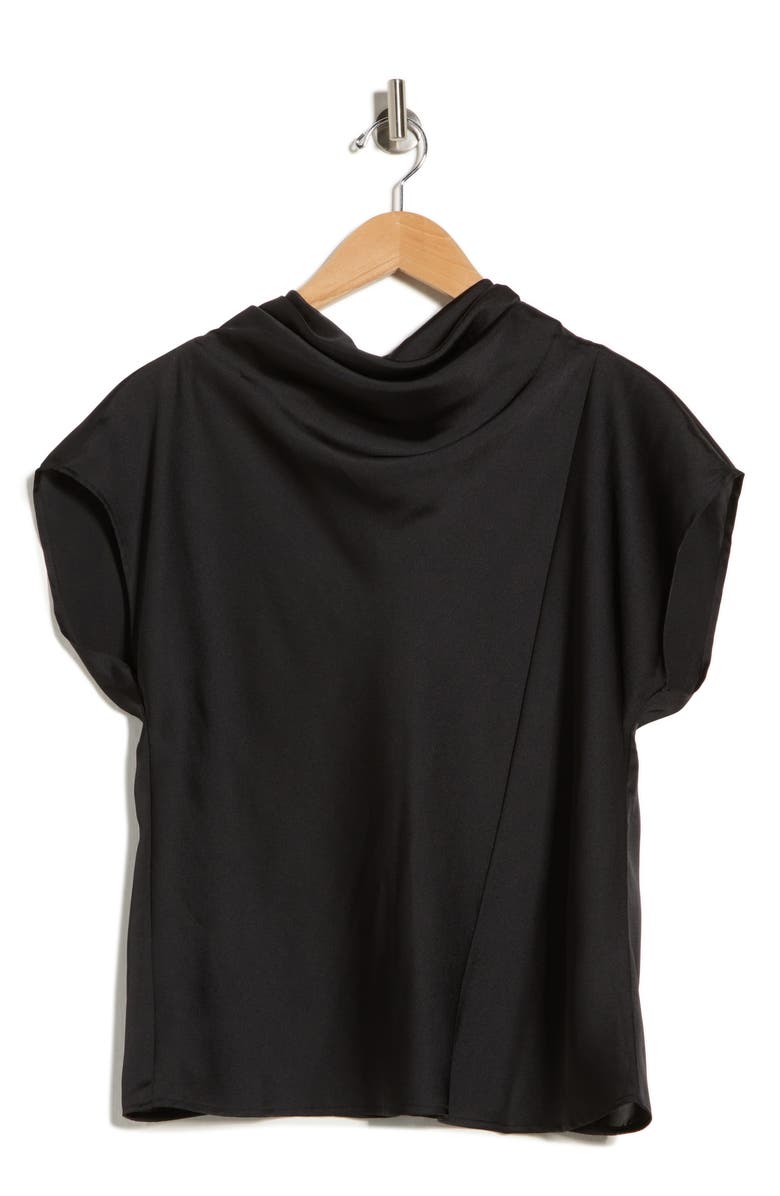 Sanctuary Scarf Satin Top, Alternate, color, Black