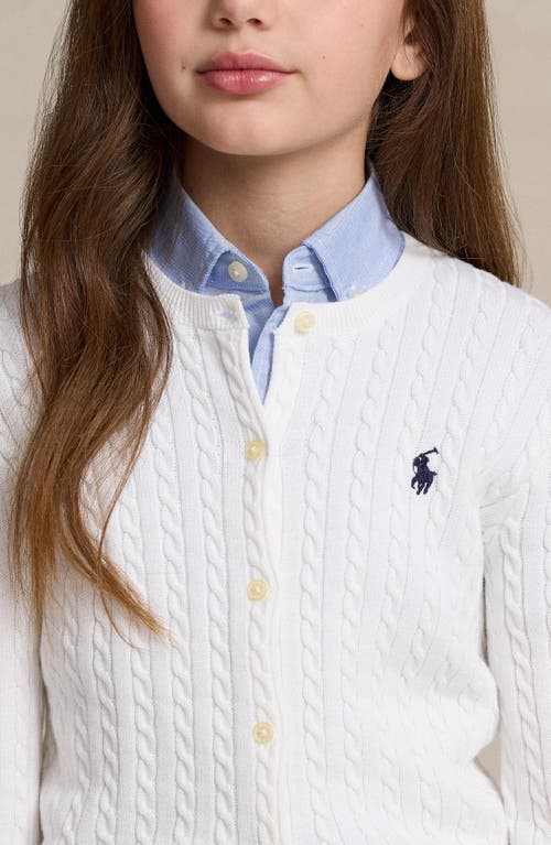 Polo Ralph Lauren Toddler Girls Cable-knit Cotton Cardigan In White