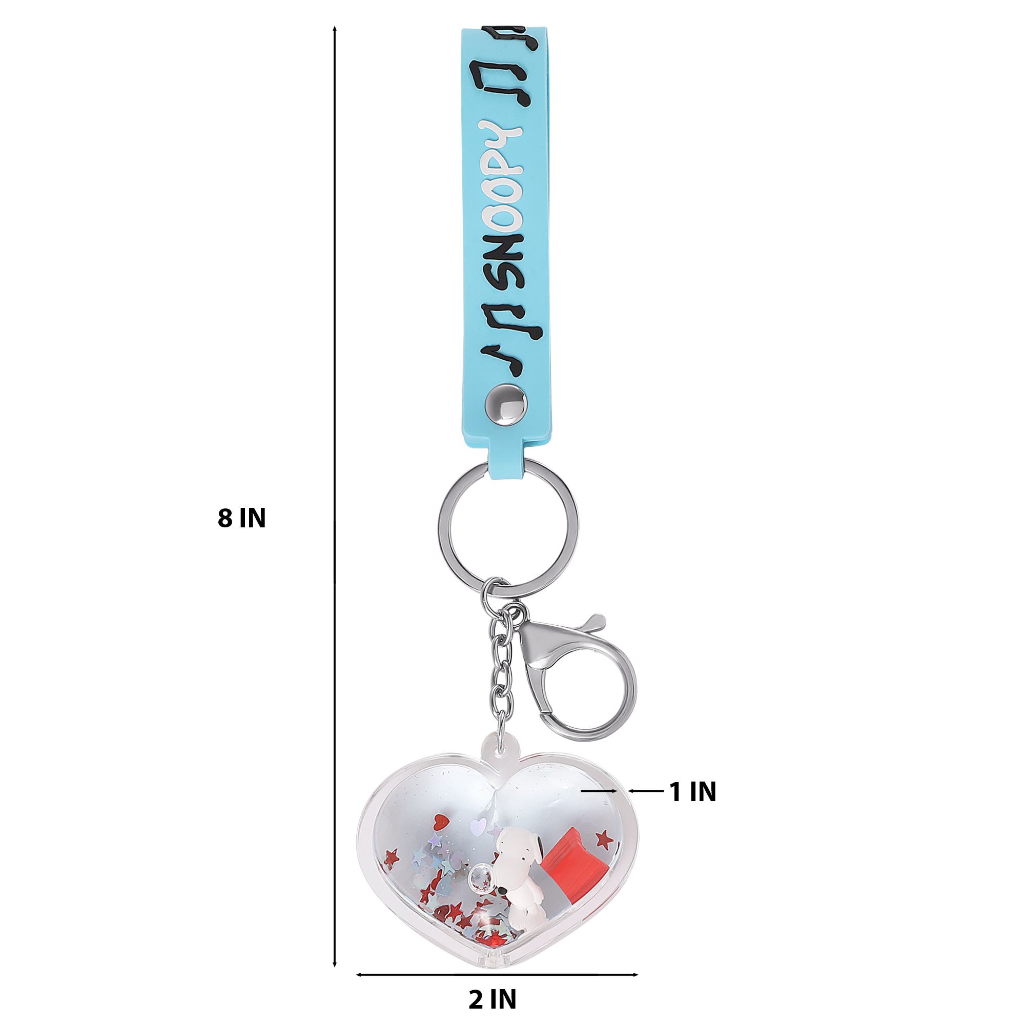 PEANUTS Snoopy Heart Liquid Keychain, Alternate, color, Bright Blue