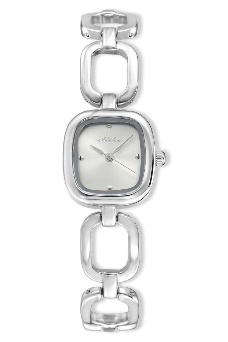 Square Link Bracelet Watch, Main, color, VANILLA AND SILVER
