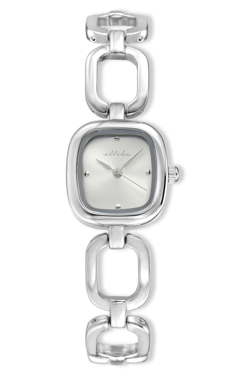 Ettika Square Link Bracelet Watch, 22mm x 23mm, Main, color, Vanilla And Silver