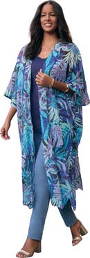 Roaman's Plus Size Flowy Chiffon Duster