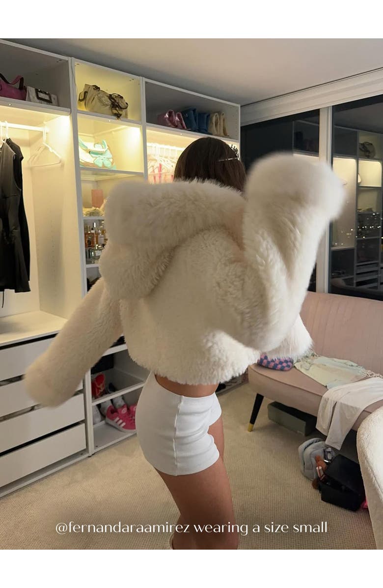 Miss Circle Kali Statement Cropped Faux Fur Hoodie Jacket, Alternate, color, White