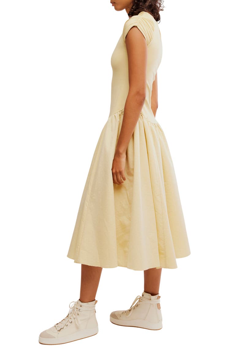 Afternoon Elegance Mixed Media Midi Dress, Alternate, color, KHAKI CHINO