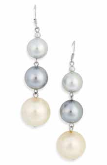 Kenneth Jay Lane Tri-Tone Pearl Drop Earrings