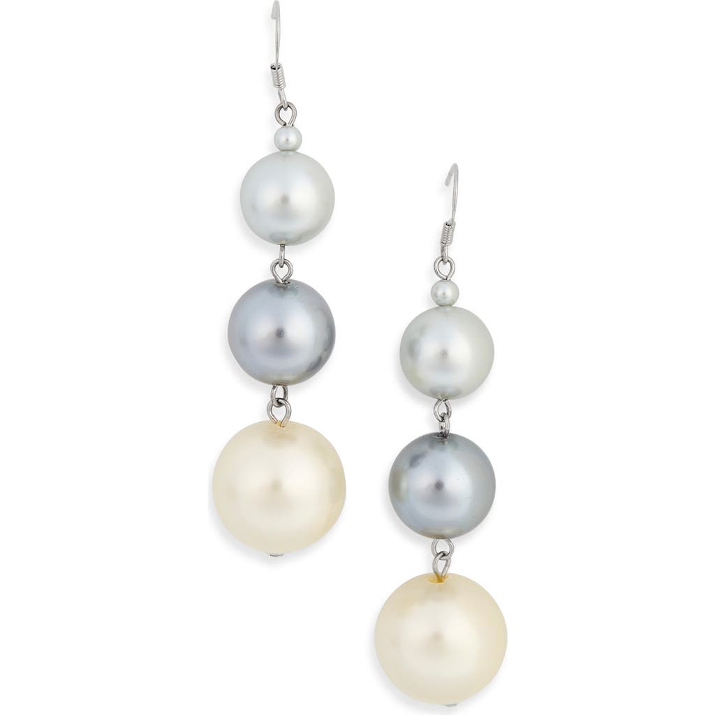 Kenneth Jay Lane Tri-tone Pearl Drop Earrings In Metallic