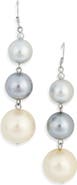 Kenneth Jay Lane Tri-Tone Pearl Drop Earrings