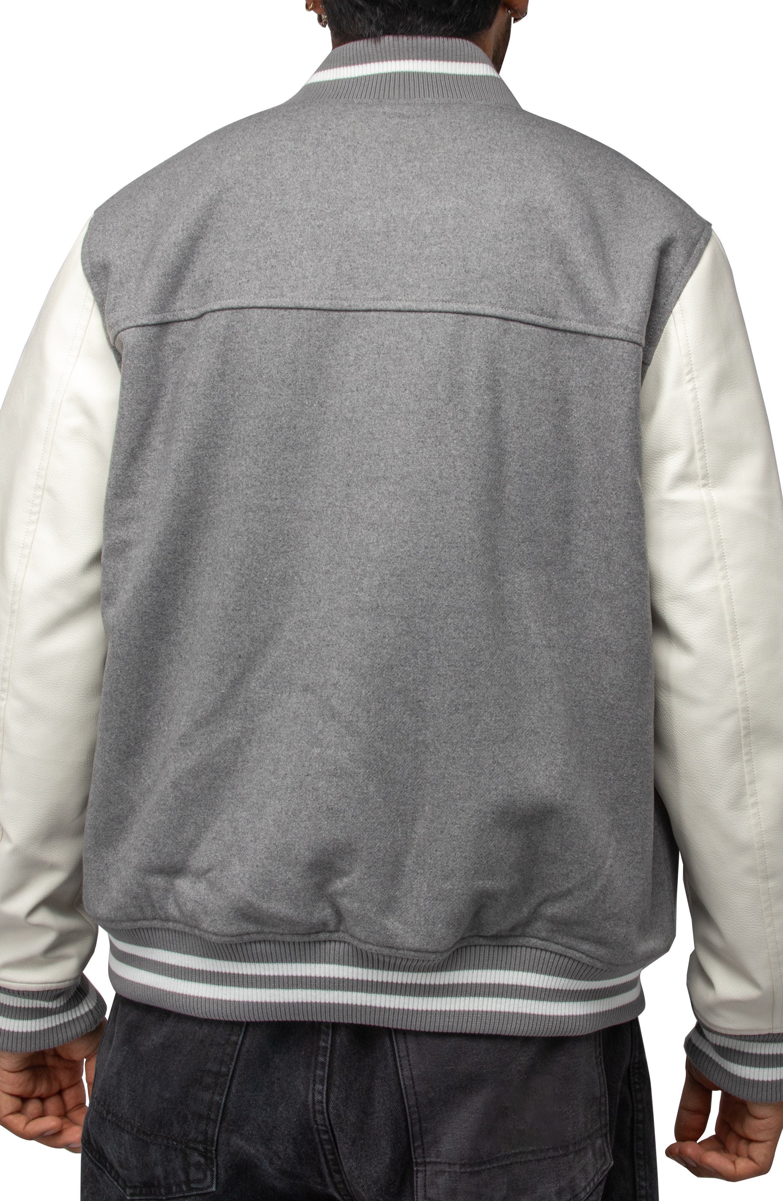 Mixed Media Faux Leather Bomber Jacket - image 4