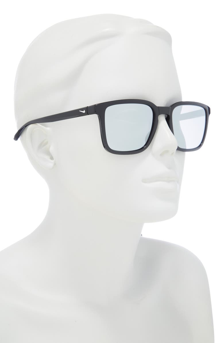 Nike Circuit Team 55mm Square Sunglasses, Alternate, color, Black/ White Mirror