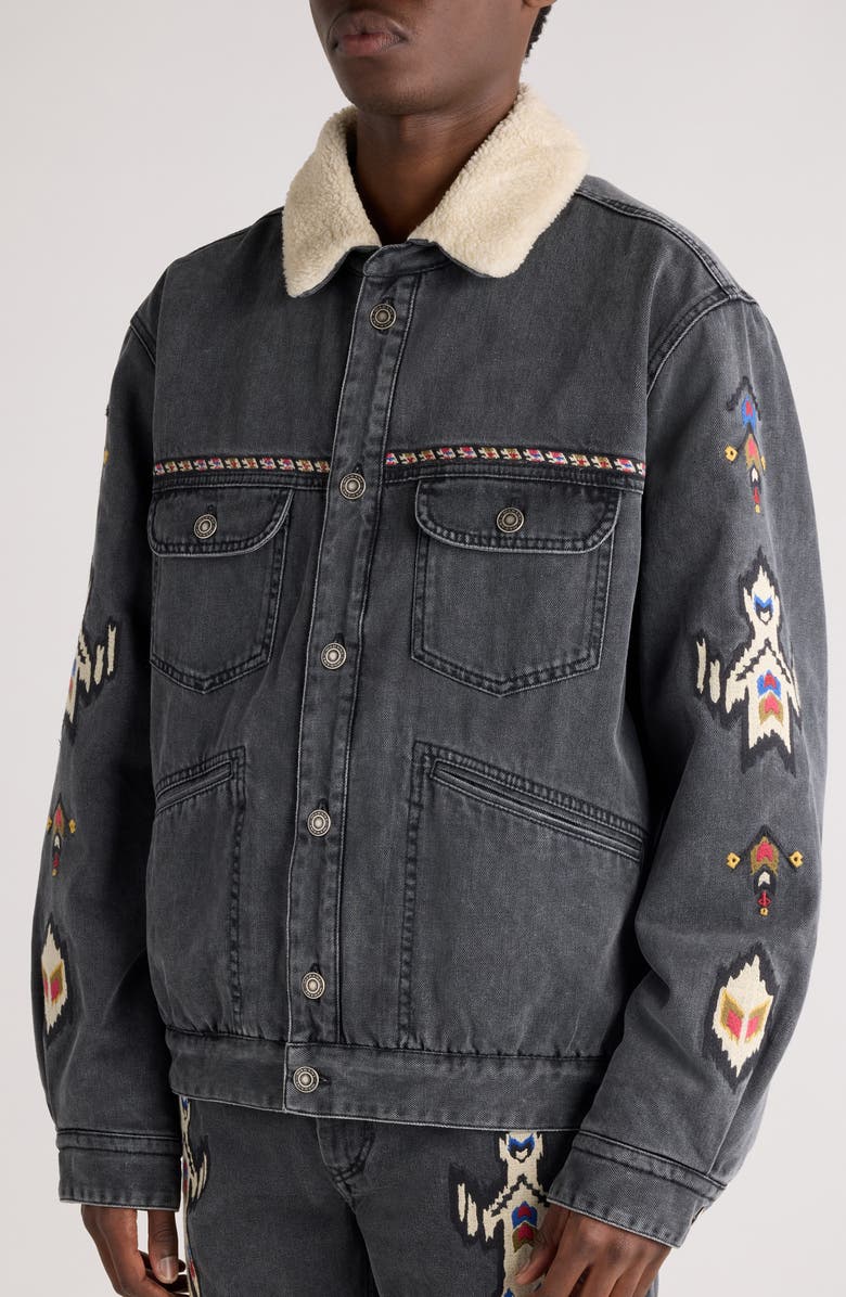Isabel Marant Jenson Embroidered Denim Jacket, Alternate, color, 