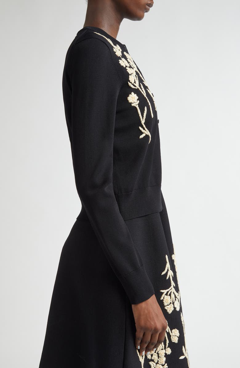 Lela Rose Floral Raffia Embroidered Cardigan, Alternate, color,