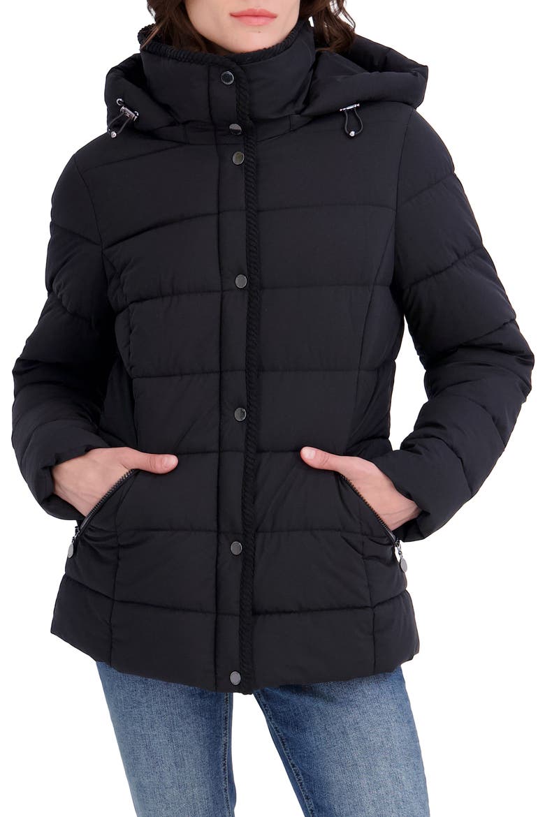 June Hooded Puffer Jacket, Main, color, BLACK