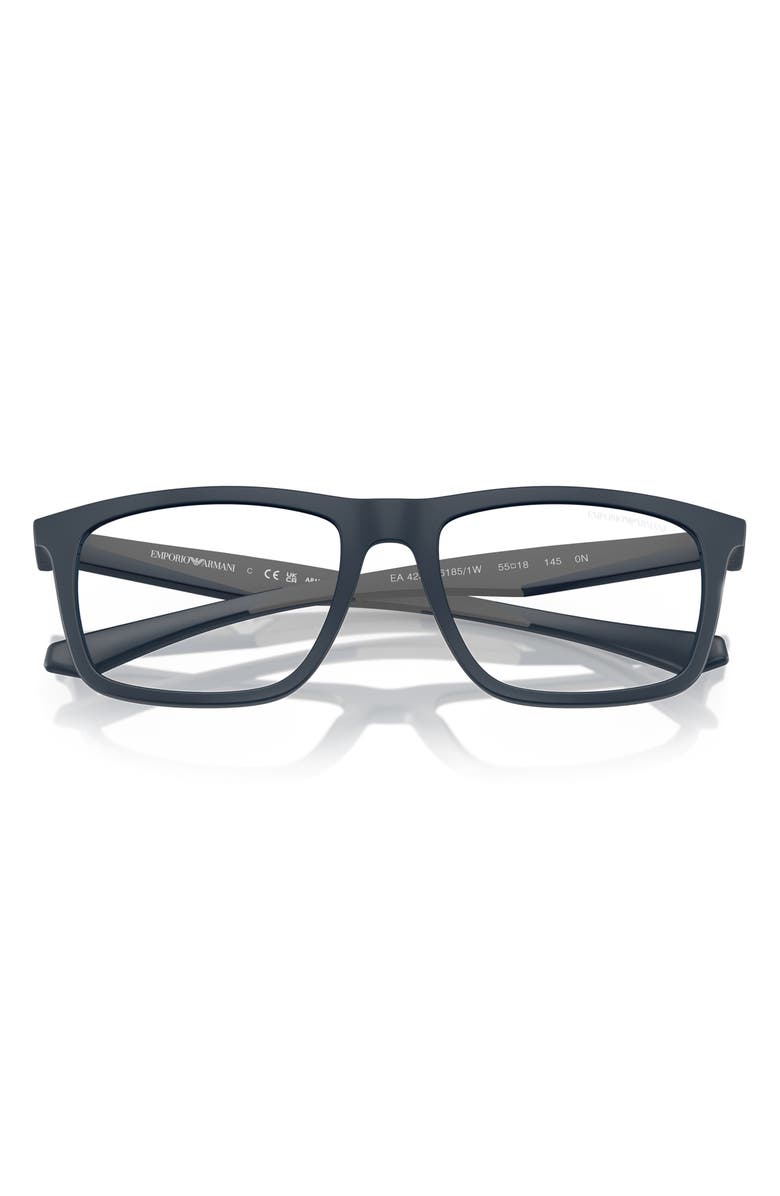 Emporio Armani 53mm Square Optical Glasses, Alternate, color, Matte Blue / Clear