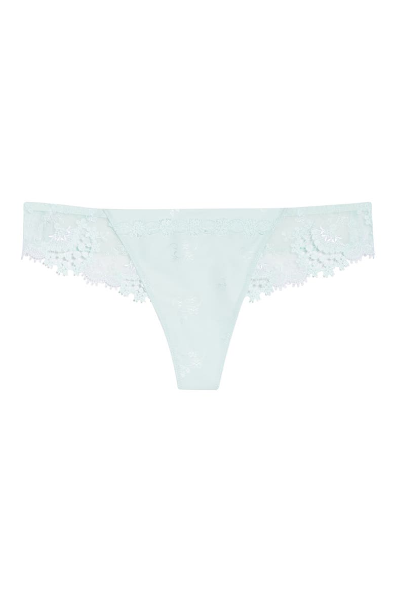 'Wish' Embroidered Tanga Thong, Alternate, color, SEA GREEN