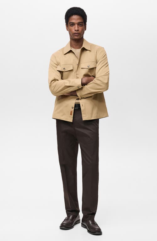 Mango Regular Fit Cotton Blend Button-up Overshirt In Medium Brown