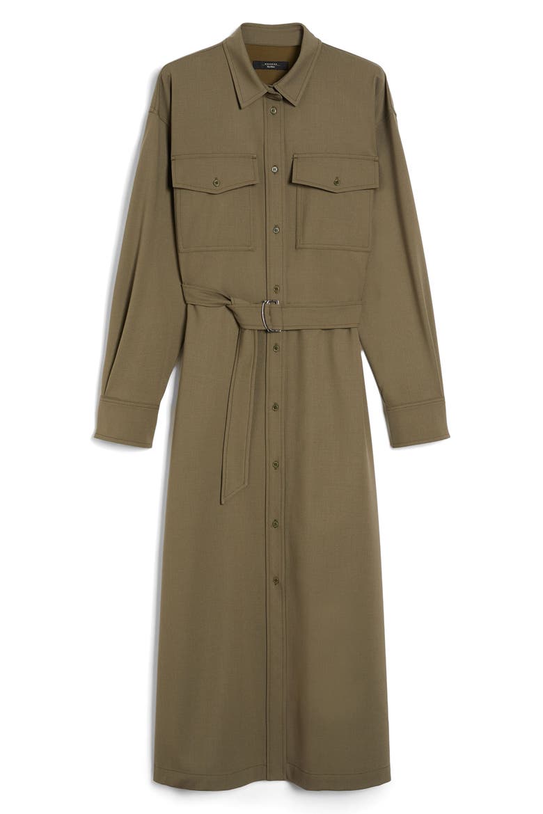 Long Sleeve Belted Shirtdress, Alternate, color, KAKI