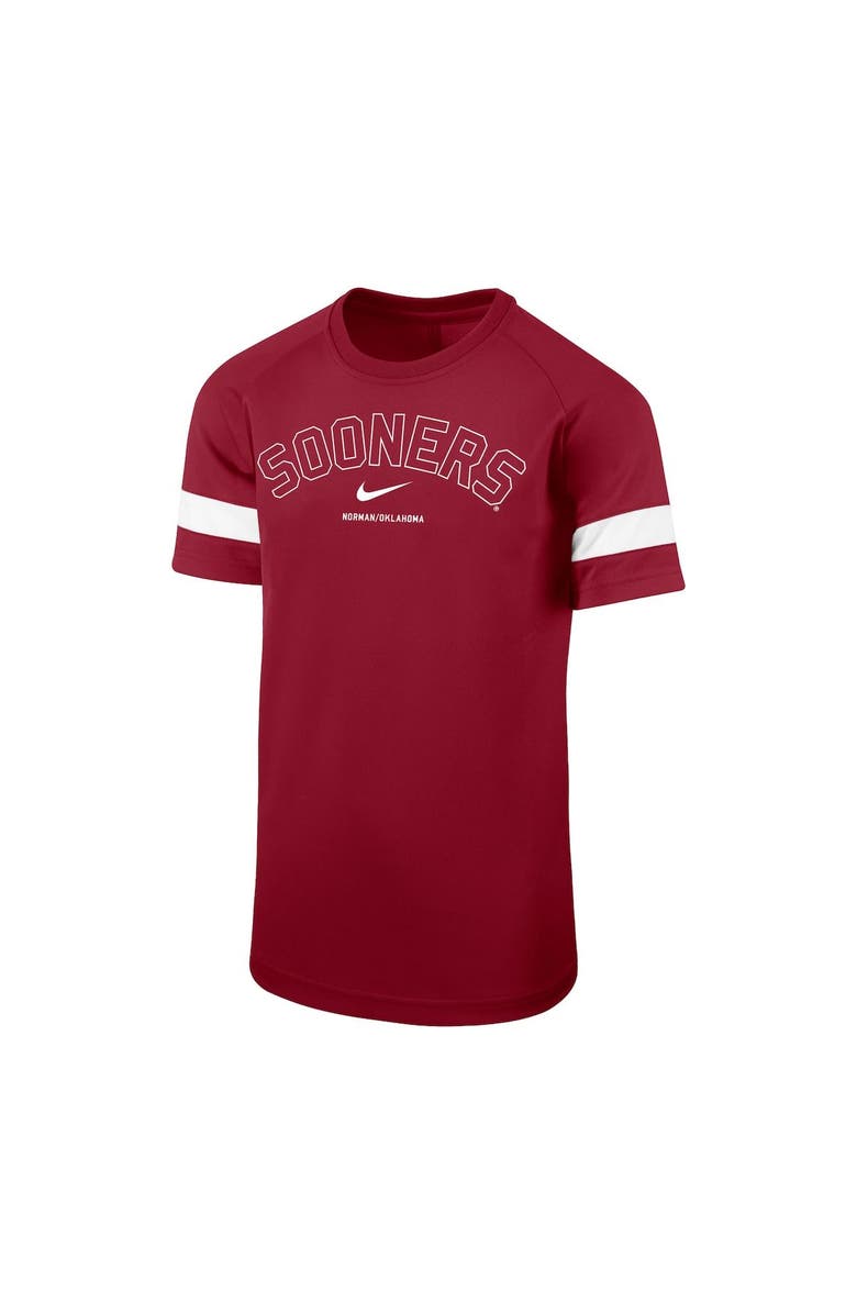 Nike Youth Nike Crimson Oklahoma Sooners Academy Raglan Sleeve Stripe Performance T-Shirt, Main, color,