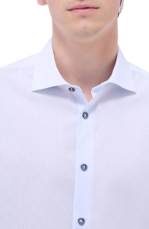 Bugatchi Axel Diamond Jacquard Cotton Button-up Shirt In Salt