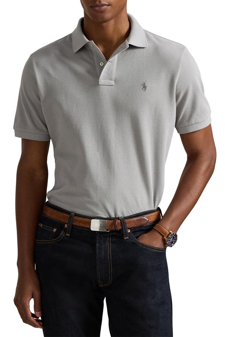 The Iconic Cotton Mesh Polo, Main, color, SOFT GREY/ C9676