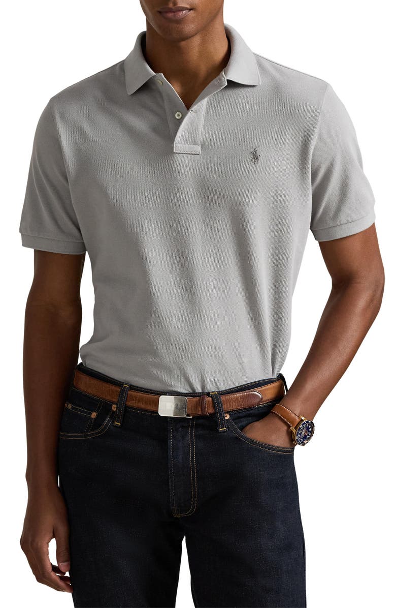 Polo Ralph Lauren The Iconic Cotton Mesh Polo, Main, color, Soft Grey/ C9676